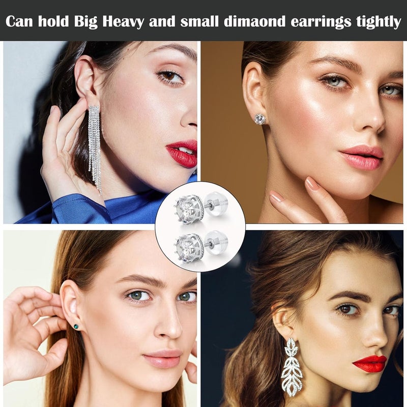 Formulen Silicone Earring Backs,18K Gold Plated Silicone Earring Backs for Studs/Ear Wires Fish Hooks, Hypoallergenice Soft Clear Earring Backings Gold 12 PCS - Image 5